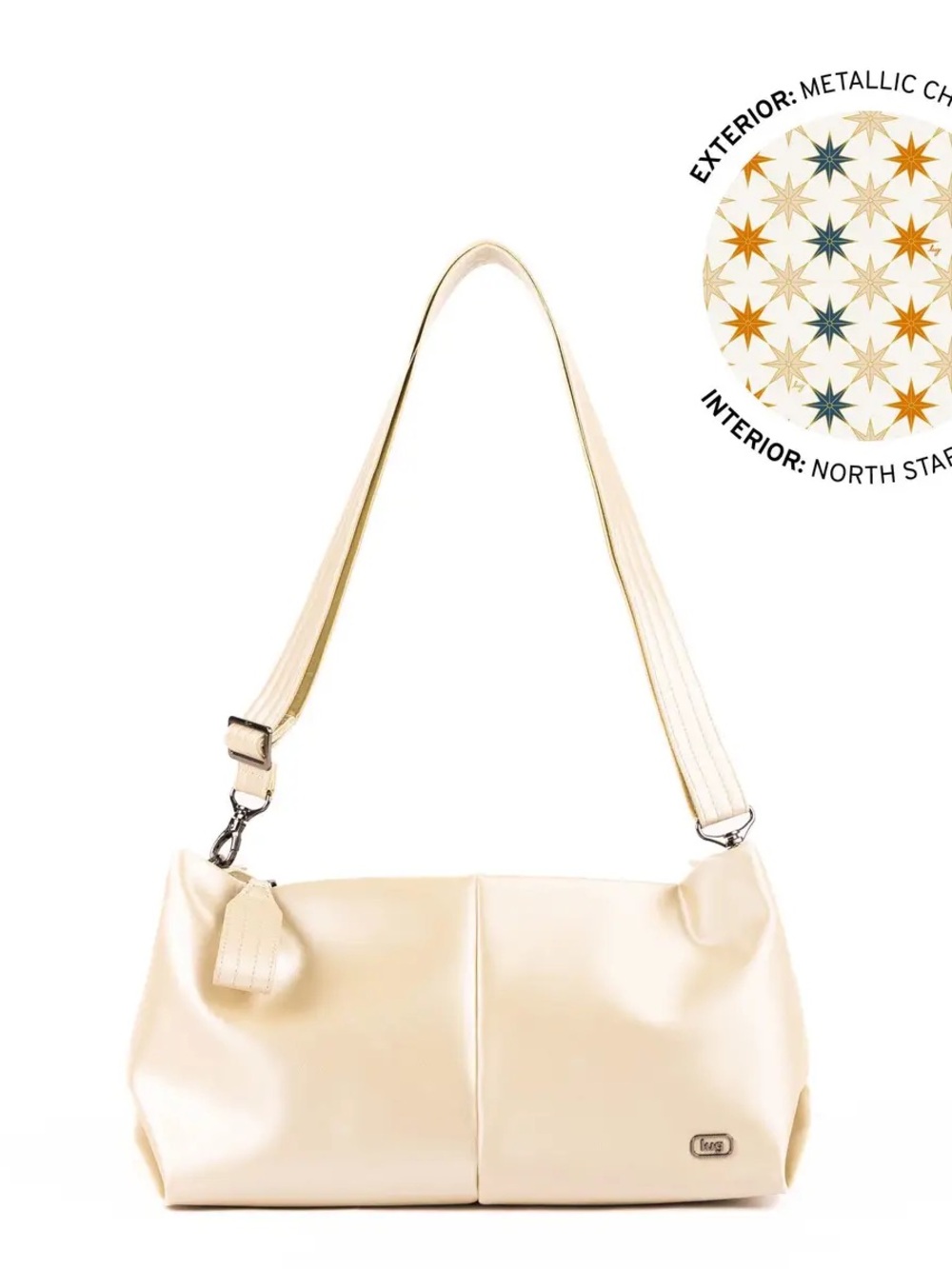 NWT Lug Half Plunge satin lux Cream Crossbody Shoulder Bag purse